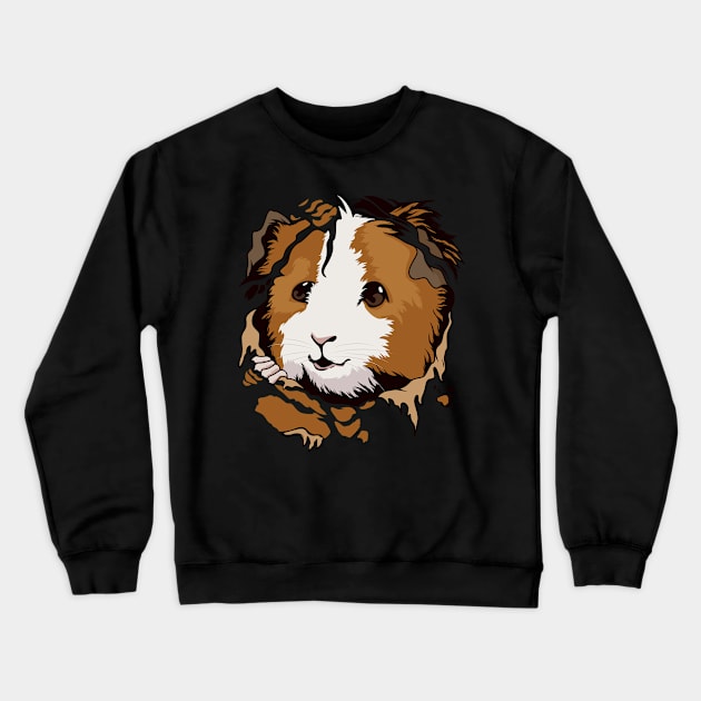 Guinea Pig Torn Clothes Ripped Ragged Cavy Crewneck Sweatshirt by TheTeeBee